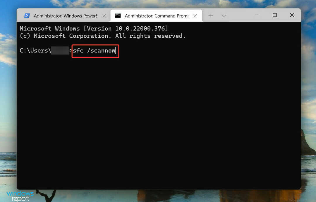 Jalankan pemindaian SFC untuk memperbaiki Atau, Anda dapat menekan Ctrl + Shift + 2 untuk meluncurkan Command Prompt di tab baru.