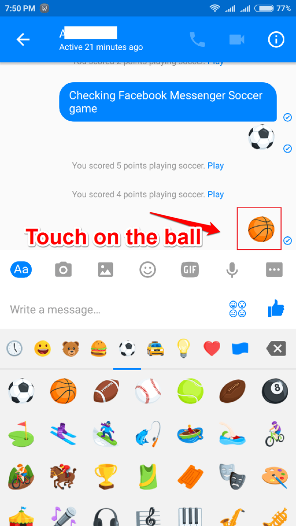 Comment jouer aux jeux cachés de football / basket-ball dans Facebook Messenger