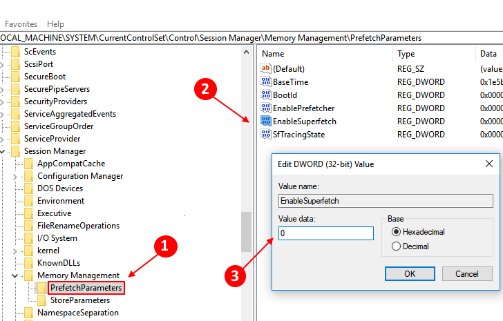 スーパーフェッチレジストリWindows10を無効にする