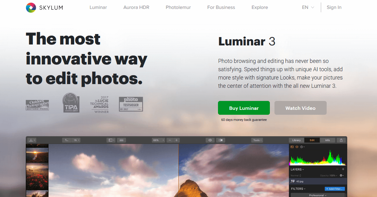 ซอฟต์แวร์ภาพถ่ายที่ดีที่สุดของ Luminar สำหรับ Fujifilm