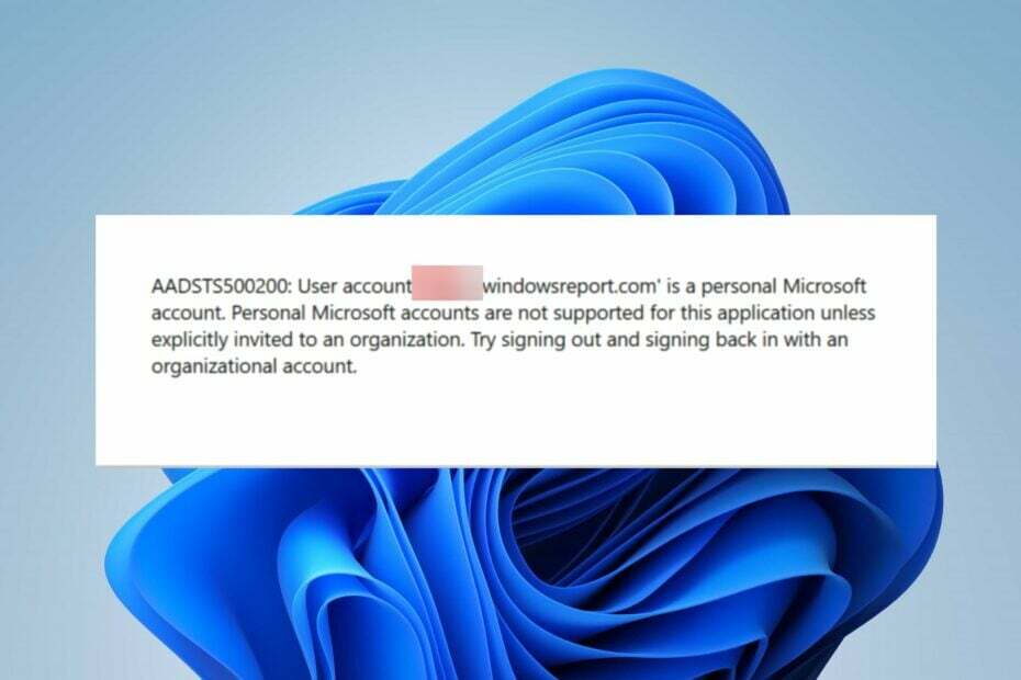 Persönliche Microsoft-Konten werden für diese Anwendung nicht unterstützt