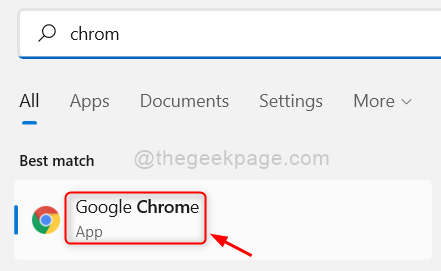 Atidarykite „Google Chrome Win11“.