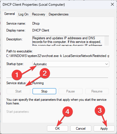 DHCP klient – ​​dhcp pole Etherneti jaoks lubatud