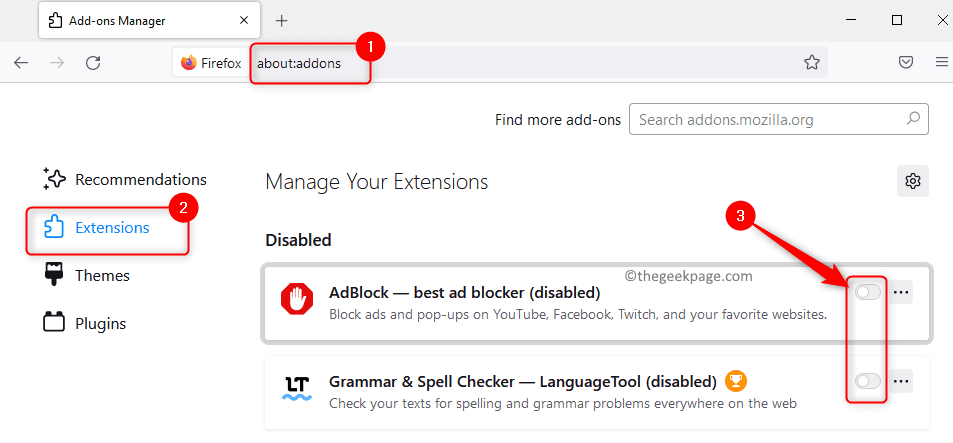 Firefox Add On Manager Deaktiver Extension Min