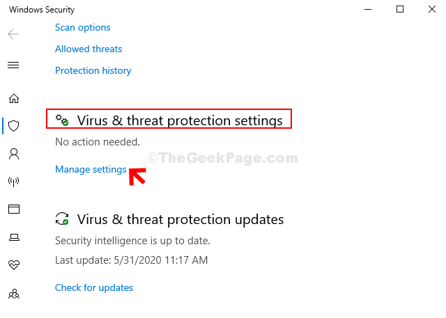Configuración de protección contra virus y amenazas Administrar la configuración