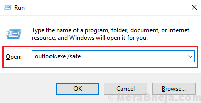 Atveriet programmu Outlook drošajā režīmā