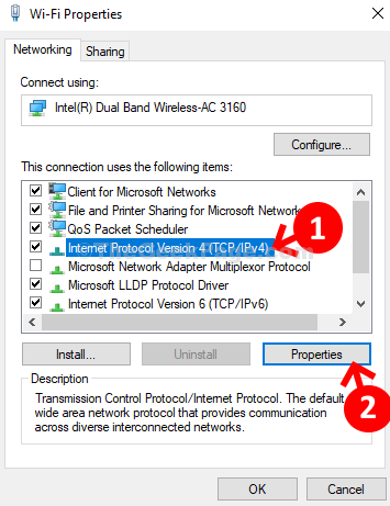 Properti Wi Fi Protokol Internet Versi 4 (tcp IPv4) Properti4)