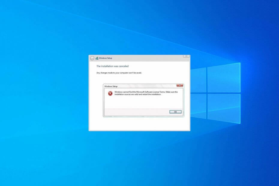 Windowsin korjaaminen ei löydä Microsoftin lisenssiohjelmiston ehtoja