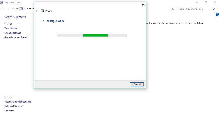 solucionador de problemas de energía de windows 10