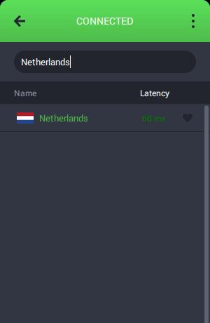 PIA menunjukkan server Belanda