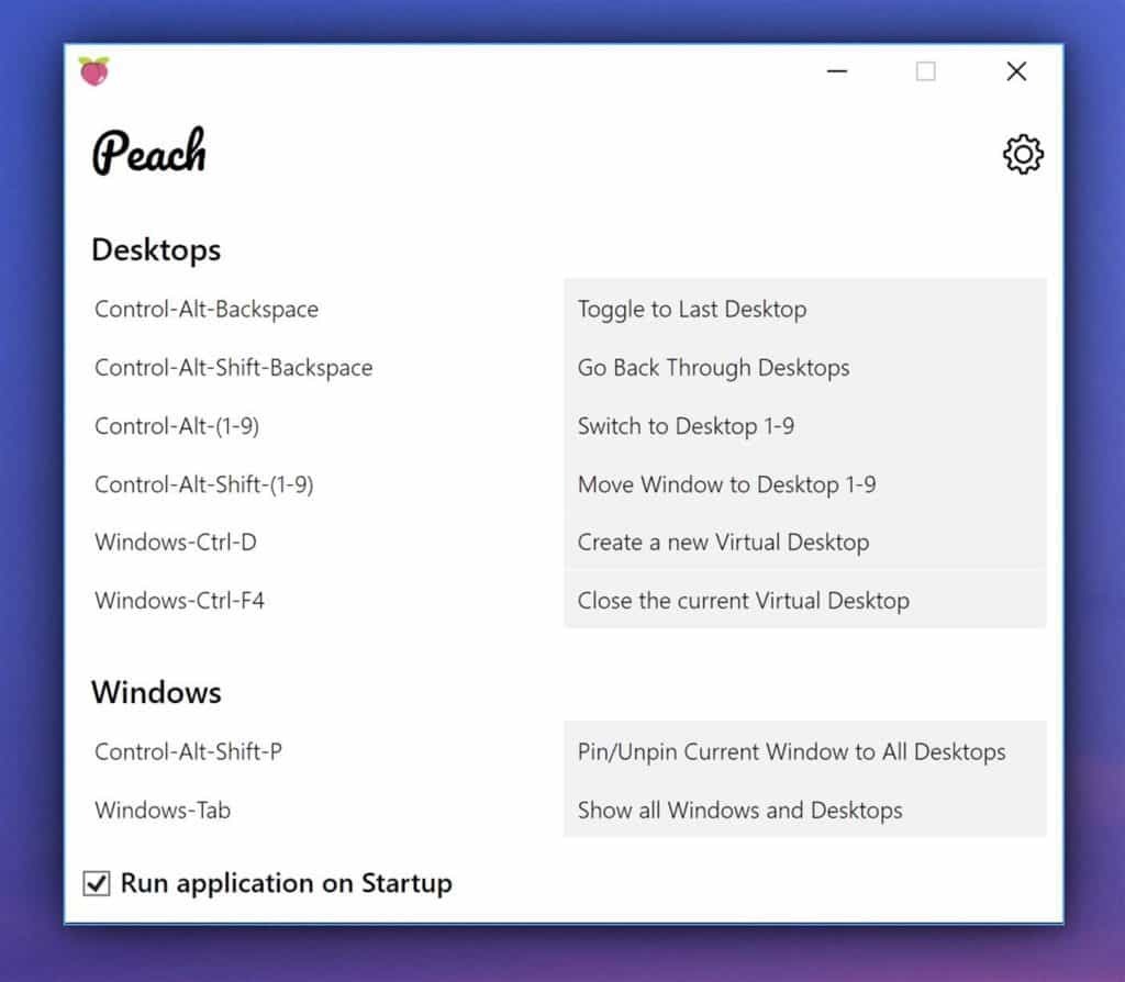 Nauja „Peach Virtual Desktop“ programa prikrauna „Windows 10“ virtualius darbalaukius