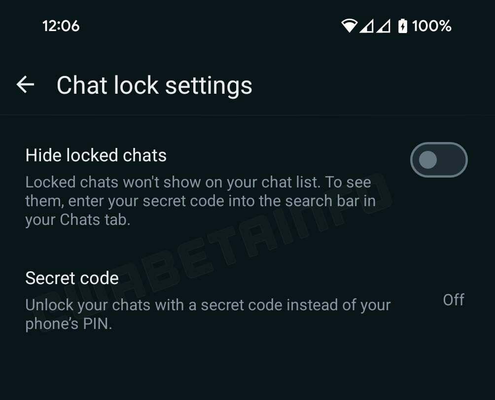 заблокировать секретный код чата WhatsApp