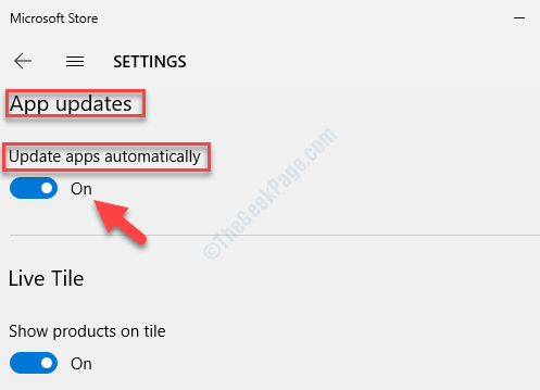 Nastavení Microsoft Store Aktualizace aplikací Aktualizace aplikací automaticky zapnuta