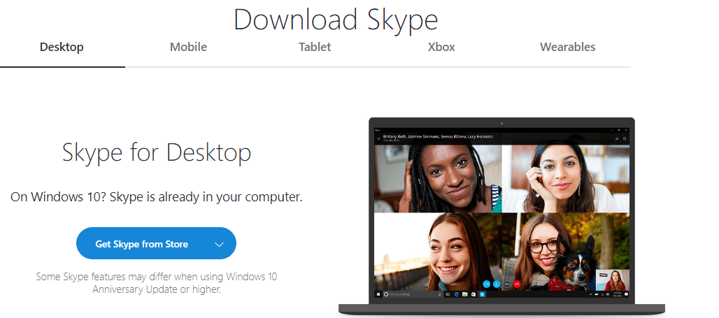 скачать Skype для рабочего стола Windows 10