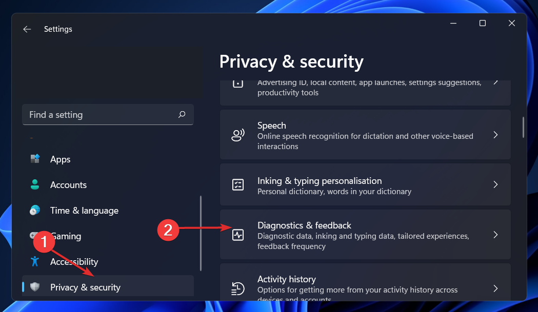 zasebnost-varnost-diagnostika onemogoči telemetrijo Windows 11