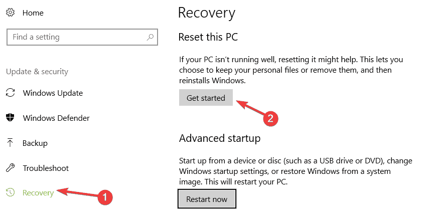 redefinir pc reinstalar o Windows 10