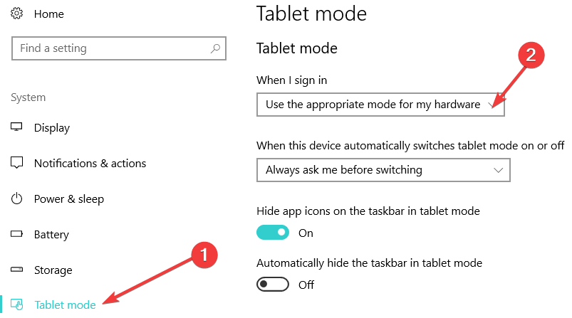 Tablet-Modus Touchscreen deaktivieren Windows 10