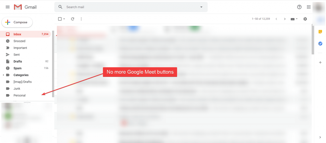 Кнопки Google Meet удалены