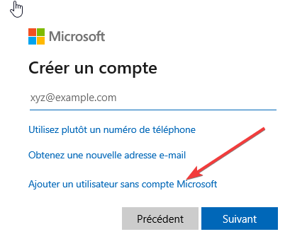 Aggiungi un utilisateur sans compte Microsoft