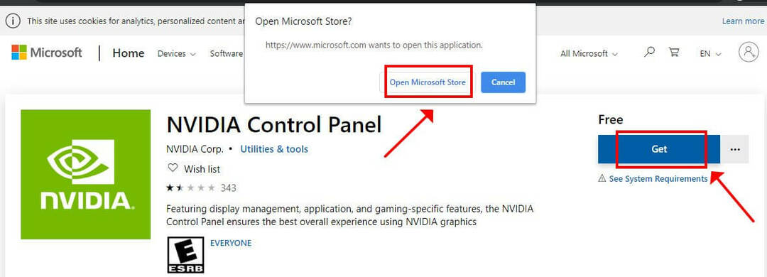 lejupielādējiet NVIDIA vadības paneli no Microsoft veikala