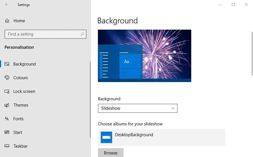 Die Personalisierungs-Registerkarten zum Wiederherstellen der Symbolleiste in Windows 10
