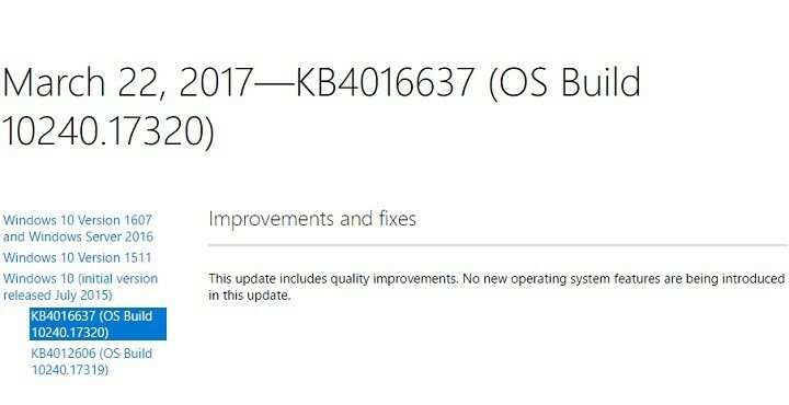 KB4016637 Windows 10 versijai 1507 novērš displeja problēmas