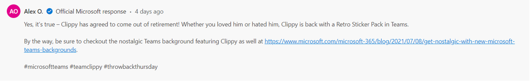 „Microsoft“ grąžina „Clippy“ kaip jaustuką „Teams“.