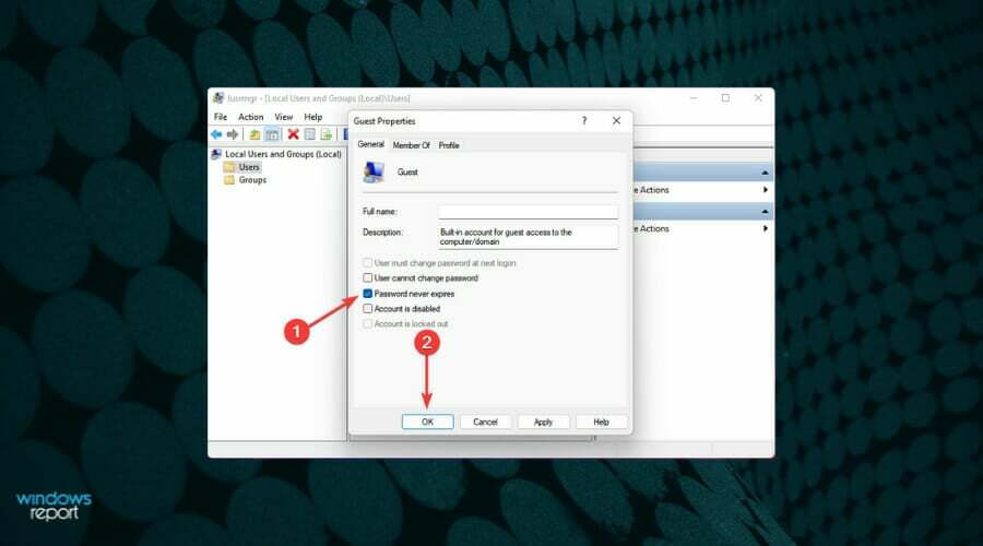 Adgangskoden udløber aldrig for at deaktivere adgangskodebeskyttet deling i Windows 11