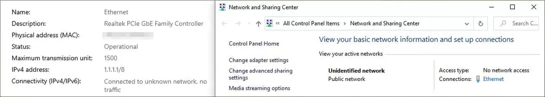 KORRIGERA: Windows 10 VPN visar oidentifierat offentligt nätverk