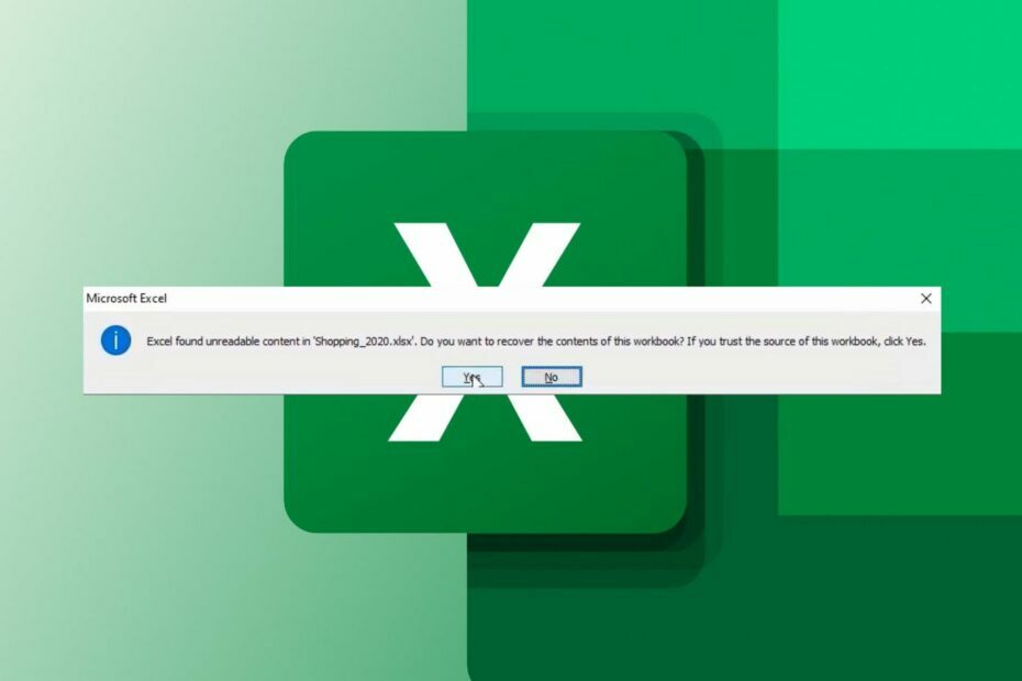 Excel encontró contenido ilegible