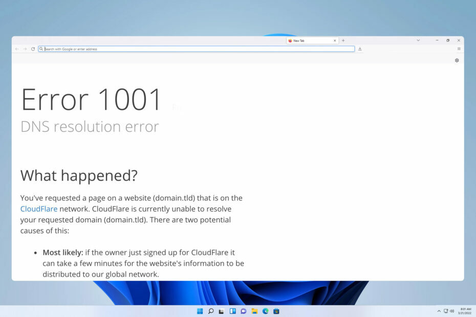 eroare cloudflare 1001