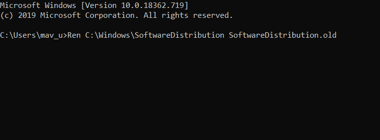 Přejmenujte příkaz SoftwareDistribution Chyba Windows Update 0x8024000b v systému Windows 10