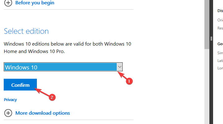 Windows 10 iso-tiedostoa ei ladata