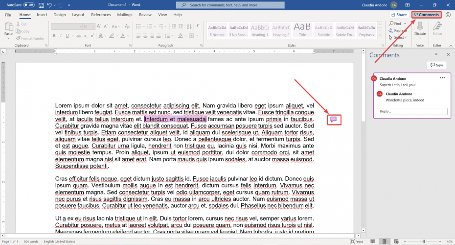 Kā pievienot atbildi Microsoft Word