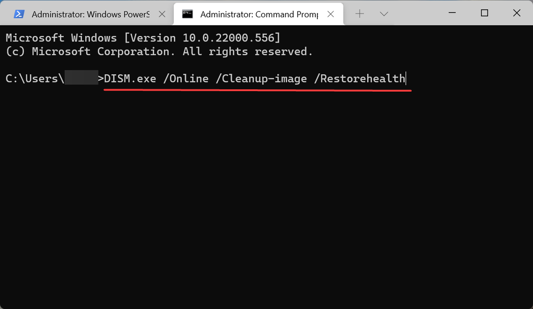 Стартирайте DISM, за да коригирате Неуспешно отваряне на инструмента за контролния панел на BitLocker Windows 11