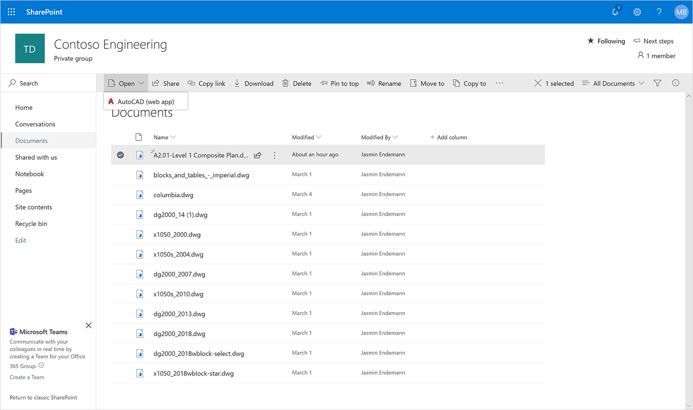 OneDrive SharePoint AutoCAD