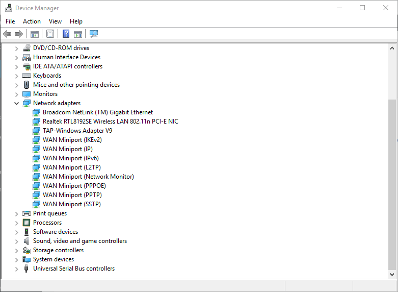 Мережева категорія диспетчера пристроїв Брандмауер Windows 10, що блокує Google Chrome