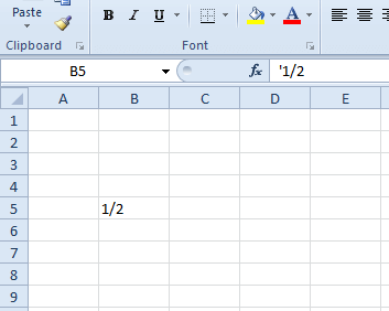 En bråk som anges i Excel stoppar utmärkt från att ändra siffror till datum