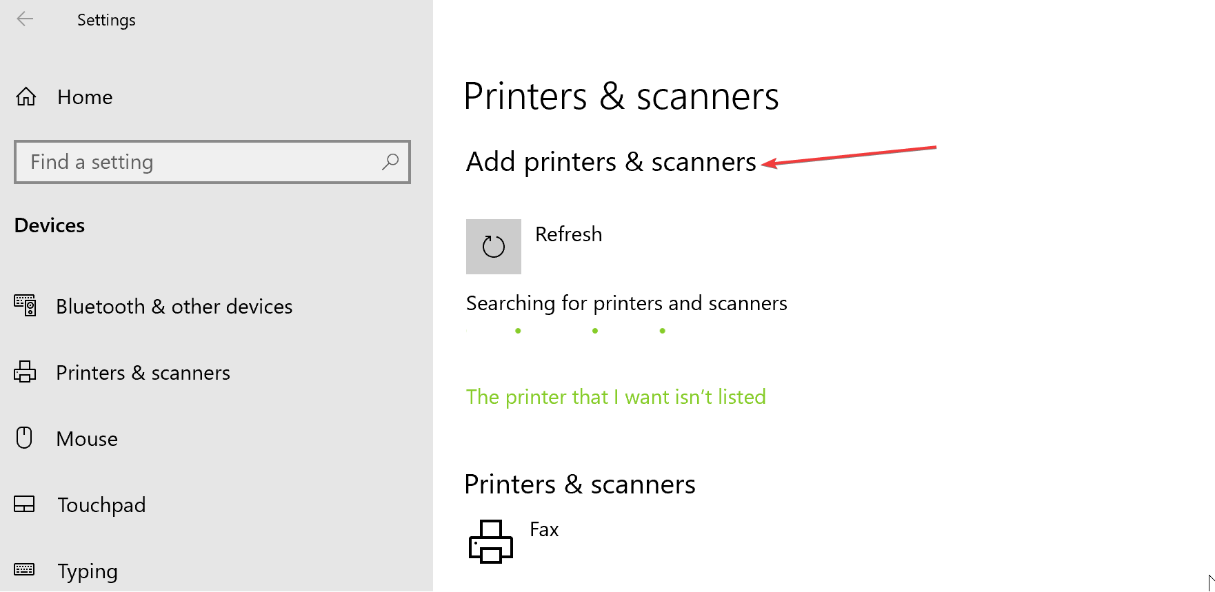 Drucker und Scanner hinzufügen beschädigter Druckertreiber