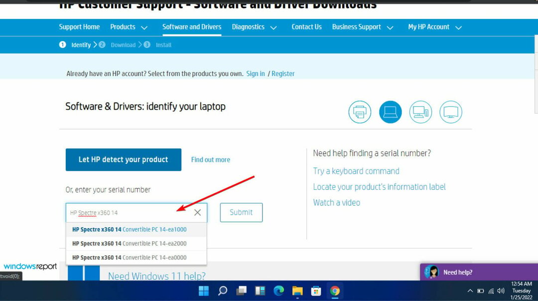 Serienummer op de HP BIOS-update Windows 11
