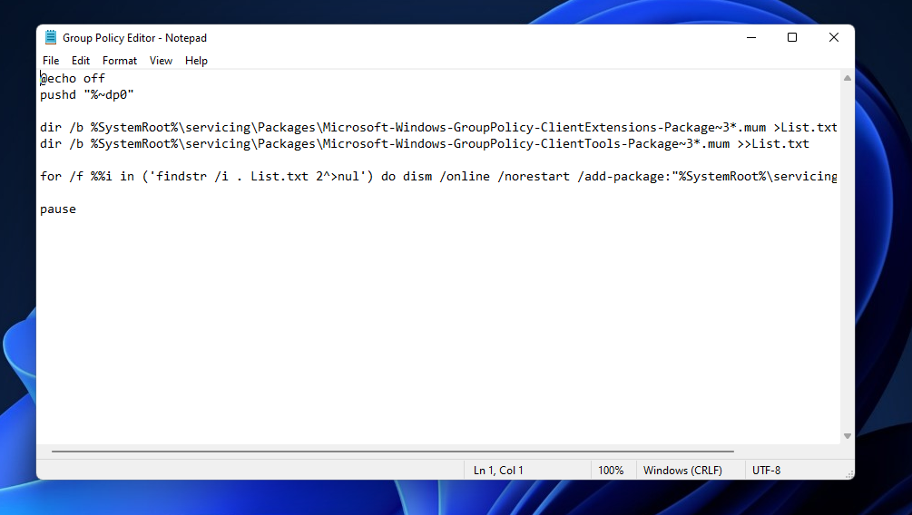 Paketna datoteka urejevalnika pravilnika skupine omogoči gpedit windows 11