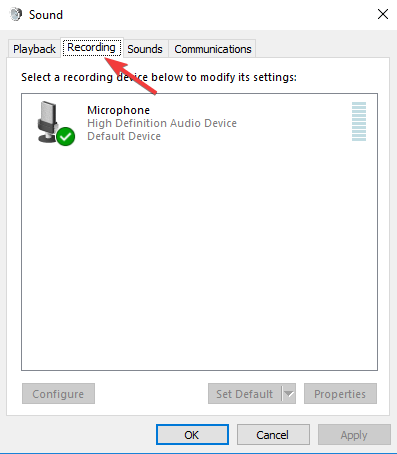 Nahrávání klepněte na Windows 10 Stereo Mix