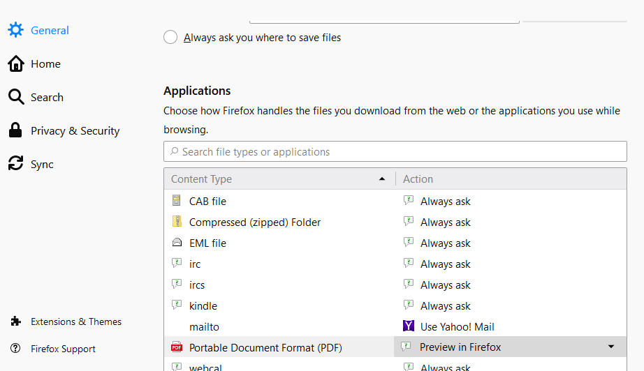 Firefoxi rakenduse toimingute valikute brauser avab mitu vahekaarti ise
