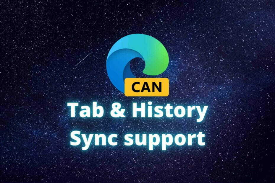 Edge Canary Tab & History Sync-støtte