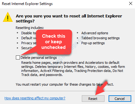 Tilbakestill Internet Explorer-innstillinger Slett personlige innstillinger Tilbakestill