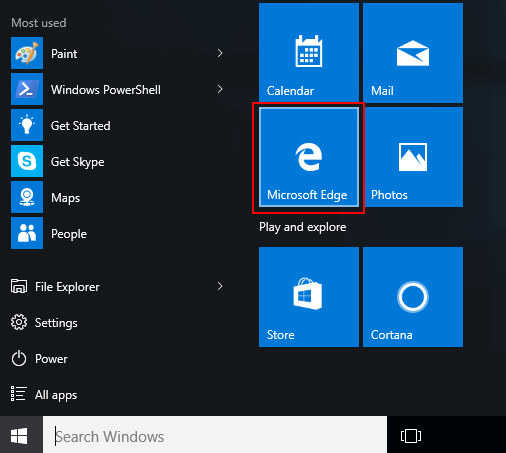 „Microsoft Edge“ plytelė