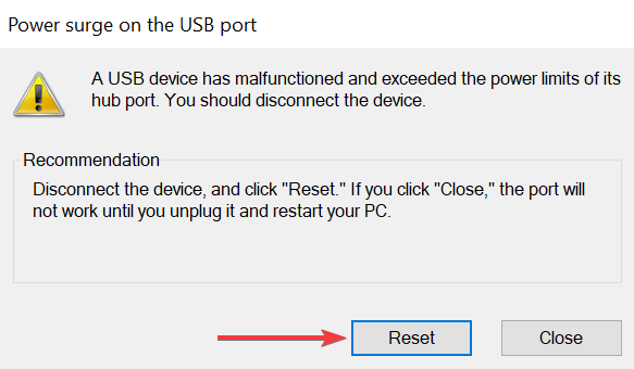 إعادة تعيين لإصلاح منفذ USB لا يعمل بعد زيادة الطاقة