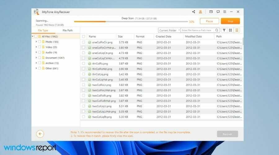 Anyrecover Datenwiederherstellungssoftware für Windows 11