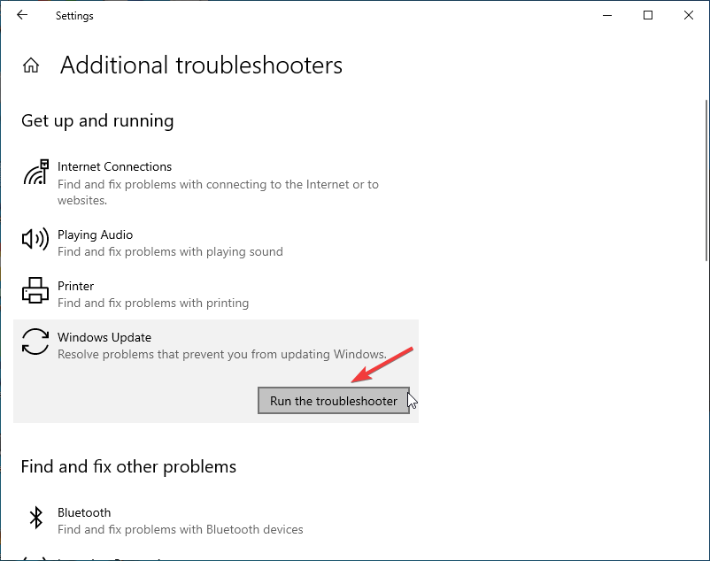 Sorun giderici Windows güncellemesini çalıştırın