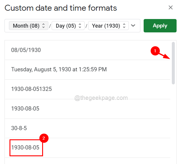 Selecteer uit het vooraf gedefinieerde formaat Datum 11zon